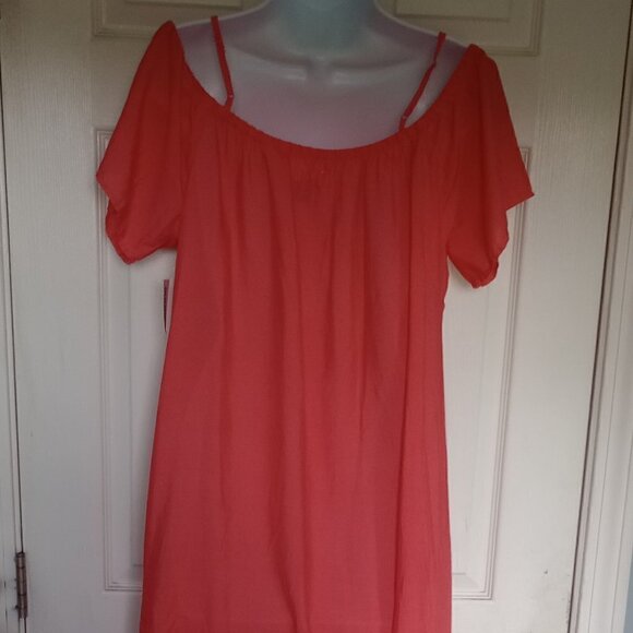 NWT Medium Old Navy Coral Cold Shoulder Tropic Dress - Picture 4 of 12